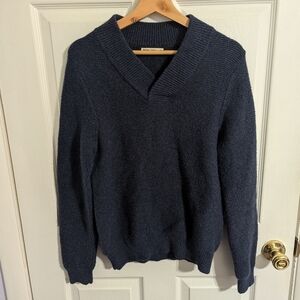 Marine Layer Mens Small Sweater Wool Blue V Neck Pullover Top